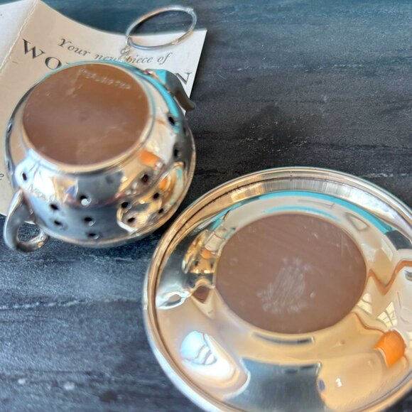 Wolfenden Sterling Silver Tea Ball / Strainer, Infuser with plate - Picture 5 of 5